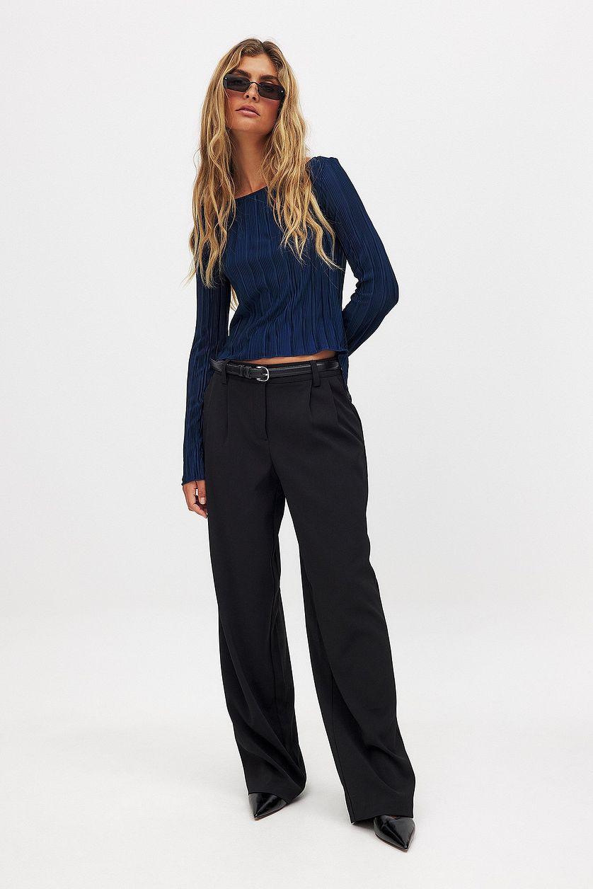 Back Tie Strap Long Sleeve Top Product Image