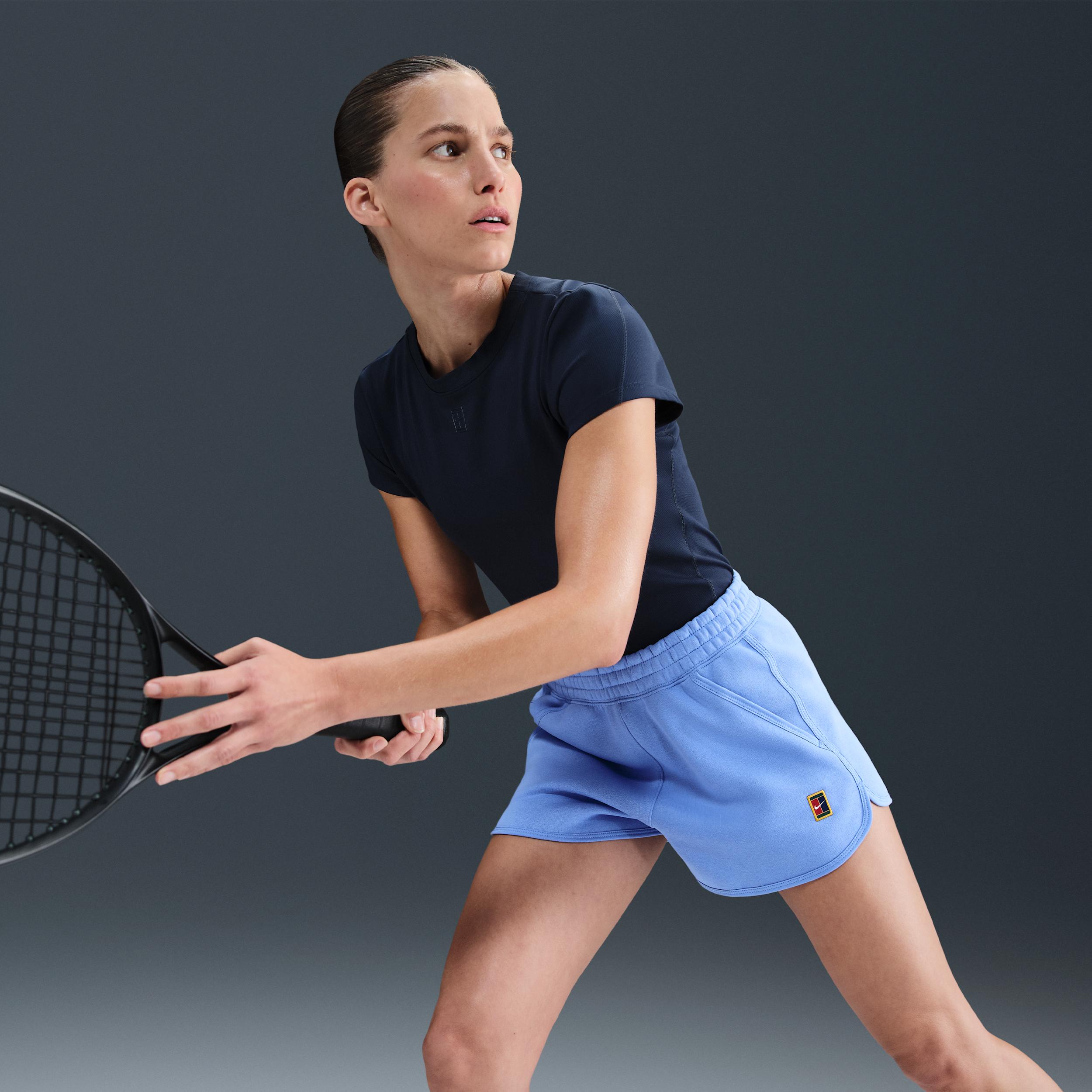 Nike Womens Court Heritage Mid-Rise Fleece Tennis Shorts | HJ8990-494 Product Image