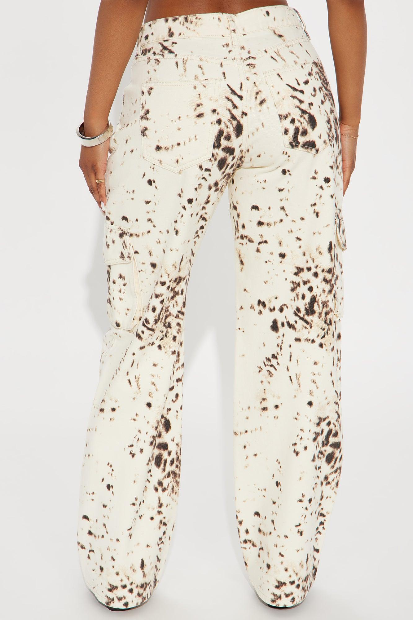 Jamie Printed Wide Leg Cargo Pant - Cream/combo Product Image