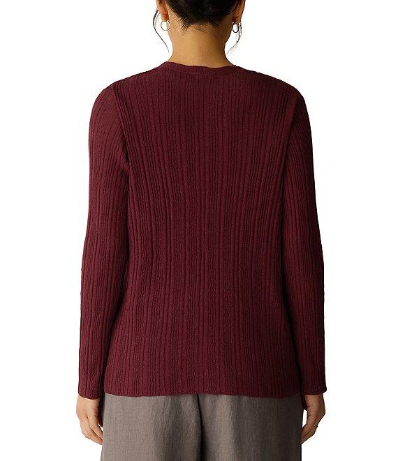 Eileen Fisher Textural Oragnic Knit V-Neck Long Sleeve Cardigan Product Image