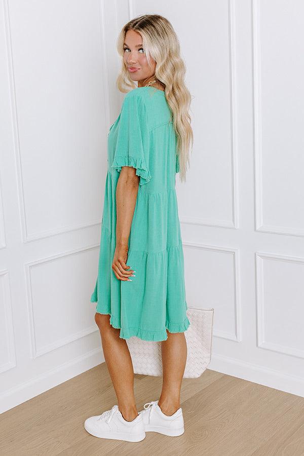 Simple Life Linen-Blend Mini Dress in Sea Glass Product Image