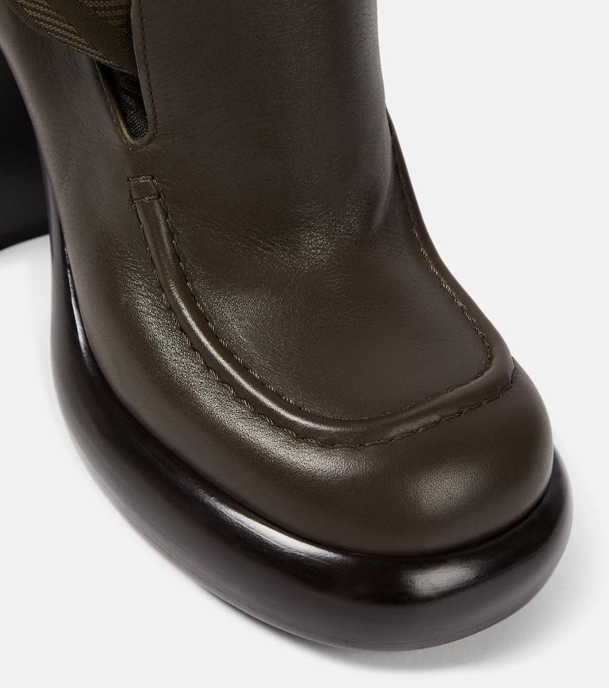 BURBERRY Leather And Nylon Blend Wedge Boots In Multicolor Product Image