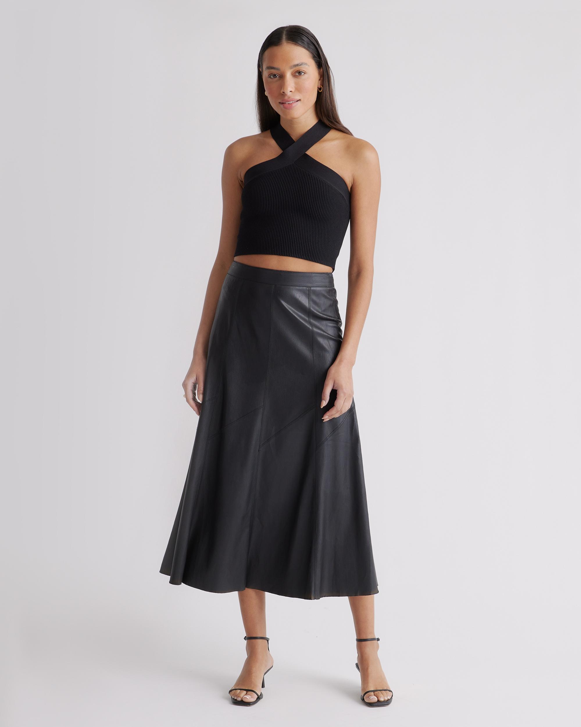 Quince | Women's Cropped Halter Ribbed Knit Tank Top Recycled nylon/polyester/spandex Product Image