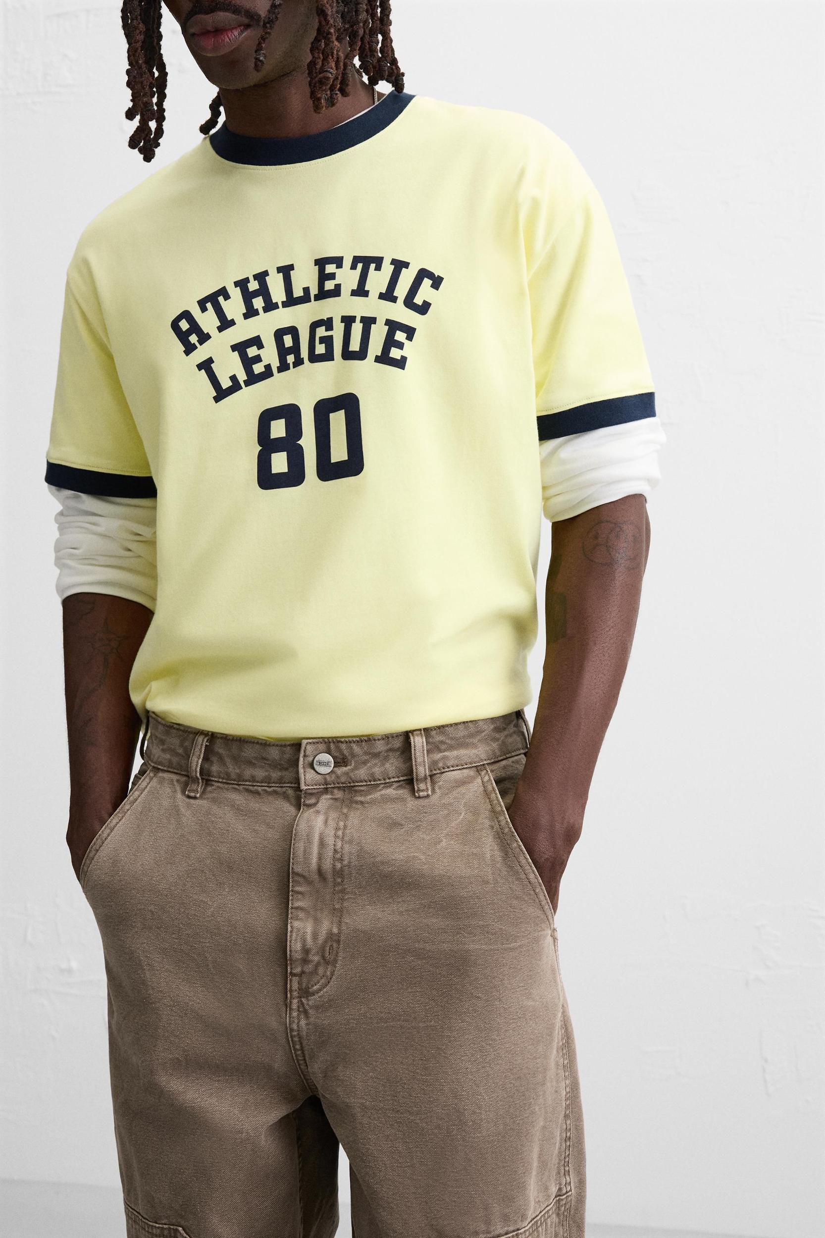 CONTRAST RIB TEXT T-SHIRT Product Image