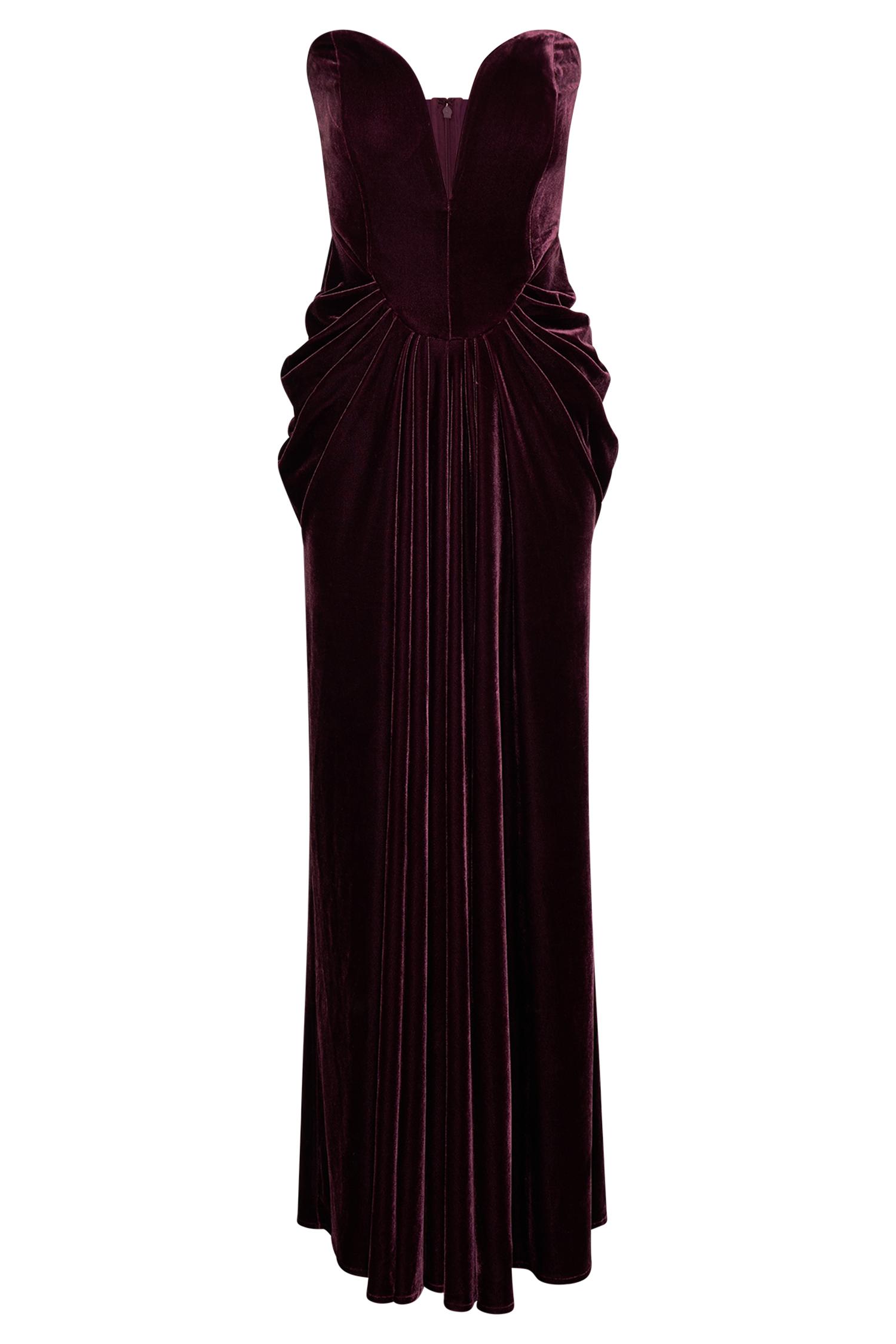 Paige Strapless Velvet Maxi Dress - Plum Product Image