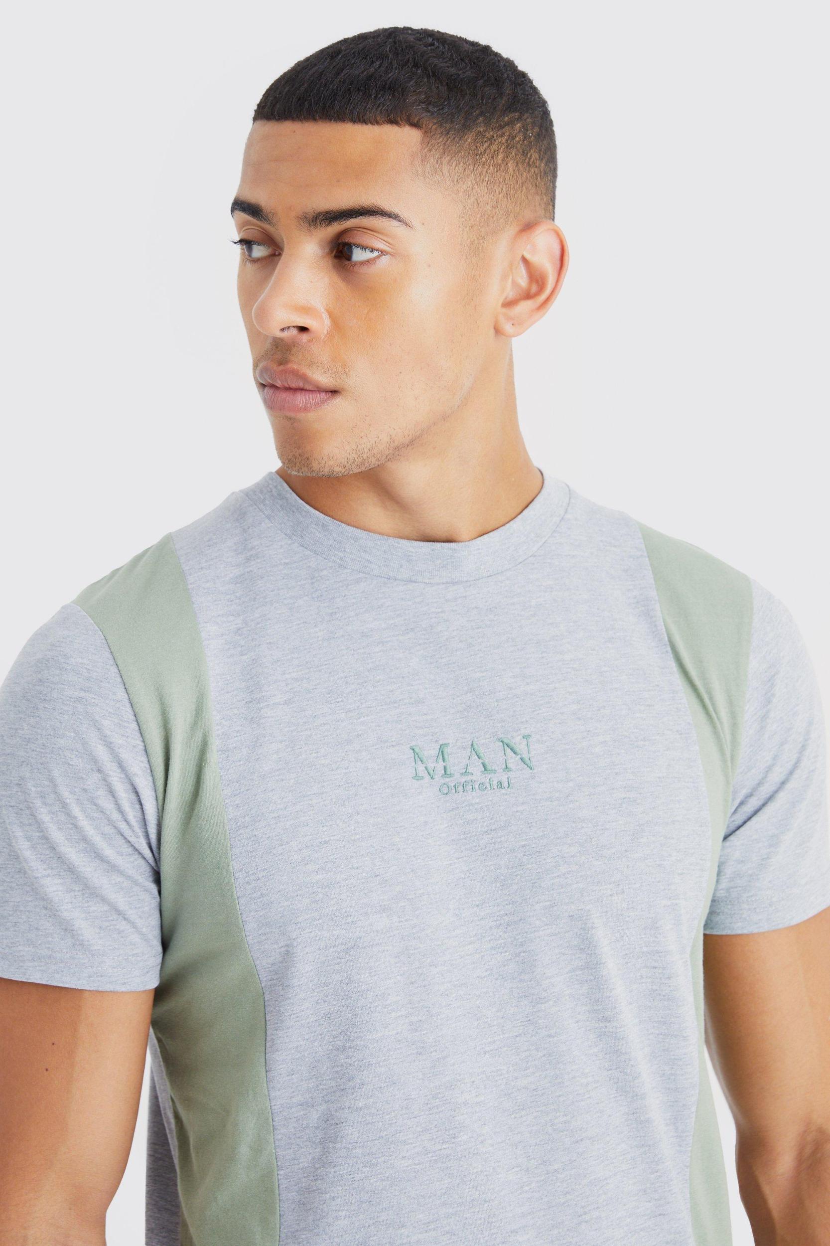 Slim Fit Colour Block Embroidered T-shirt | boohooMAN USA Product Image
