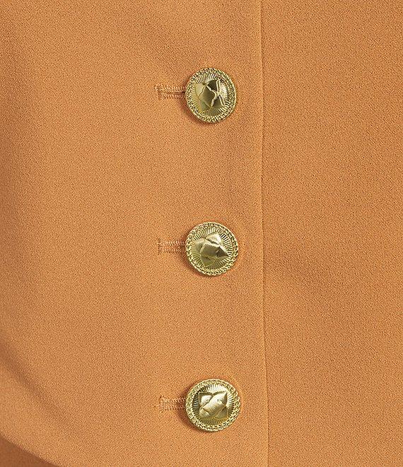 BCBG Scuba Crepe Square Neck Cap Sleeve Button Mock Two Piece Mini Dress Product Image