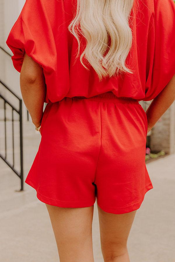 Everyday Chic High Waist Shorts in Red Product Image