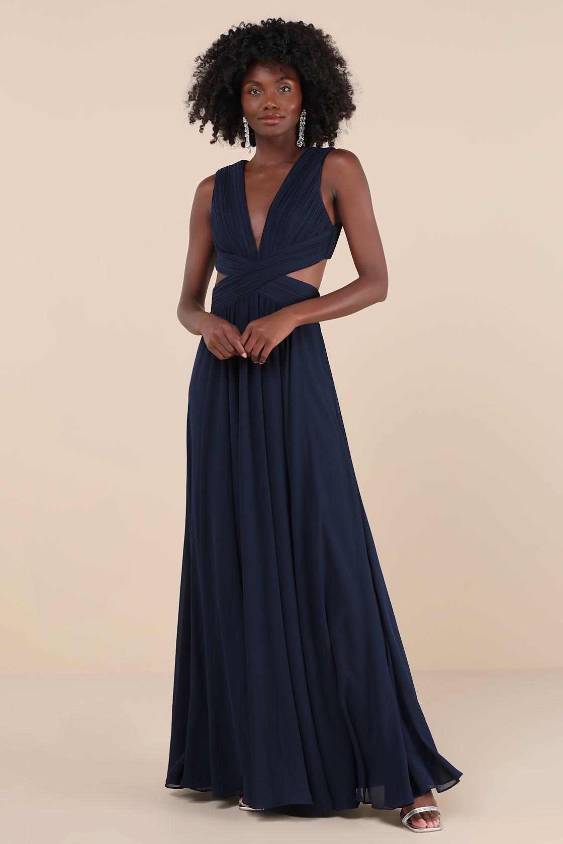 Vivid Imagination Navy Blue Cutout Maxi Dress Product Image