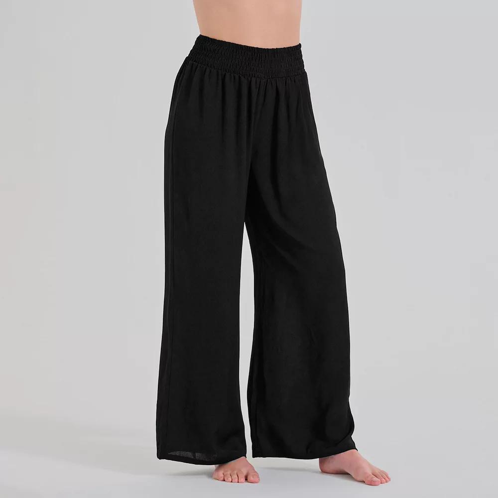 Women's Freshwater Smocked Waistband Pants, Size: XL, Black Product Image