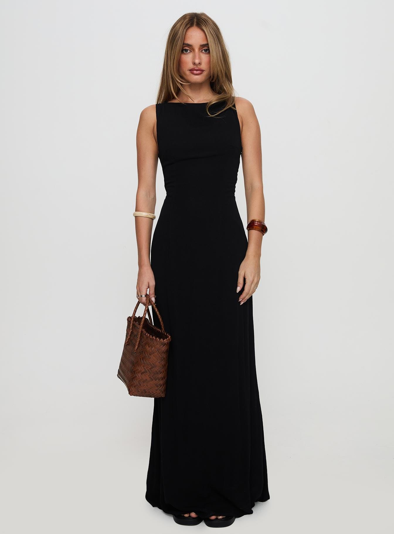 Ace Of Hearts Backless Maxi Dress Black Product Image