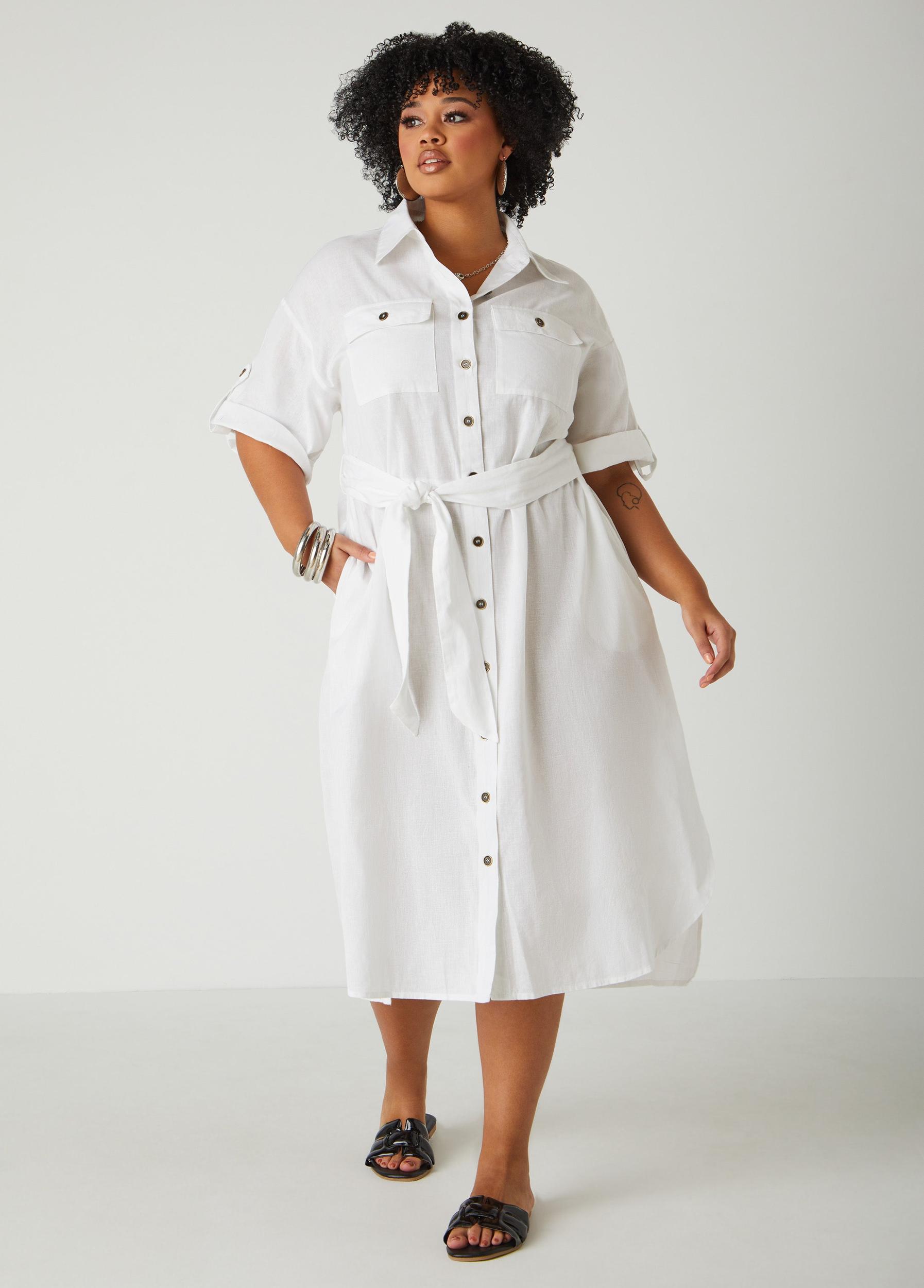 Linen Blend Shirtdress Product Image