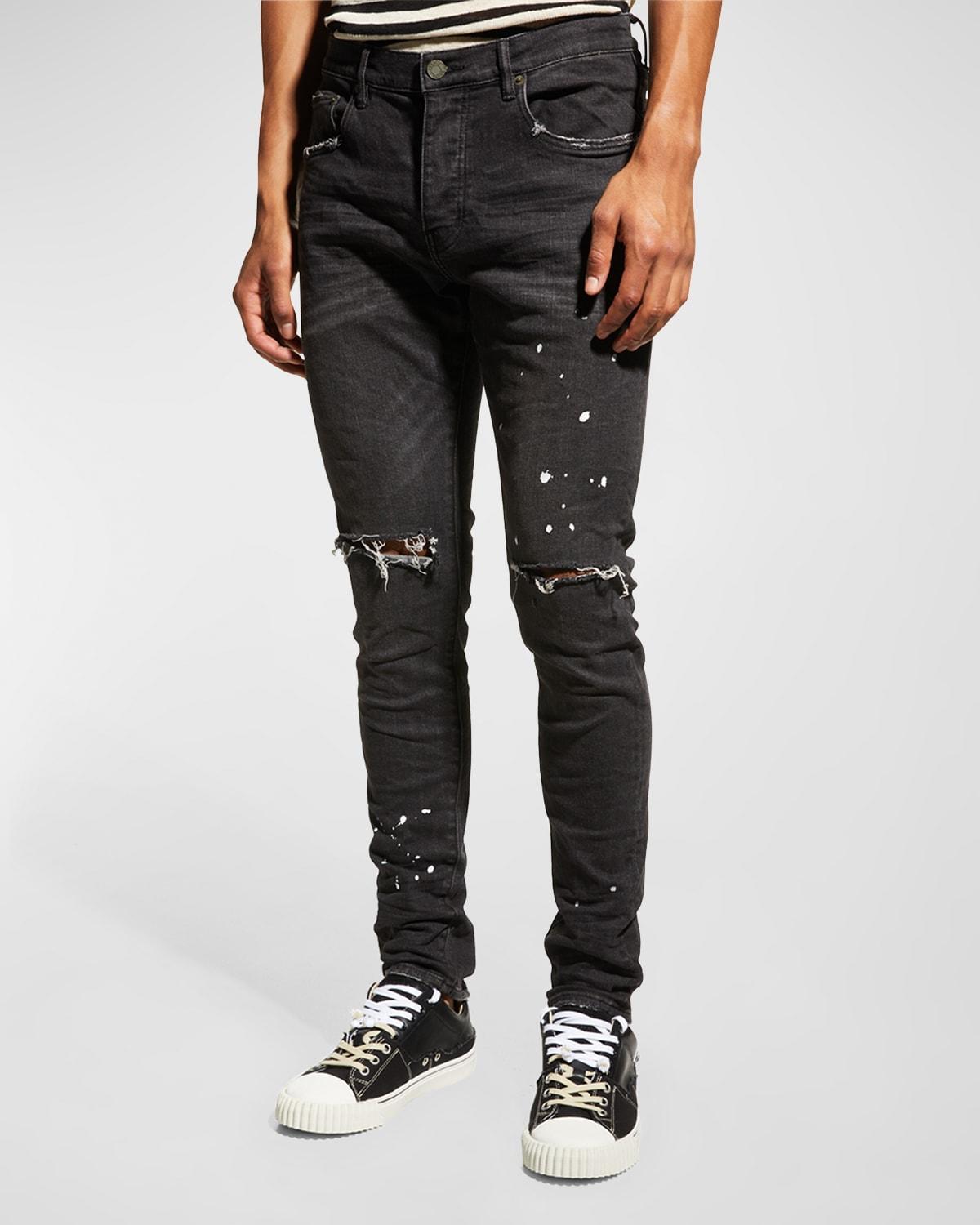 Mens Slim-Fit Distressed Low-Rise Skinny Jeans Product Image