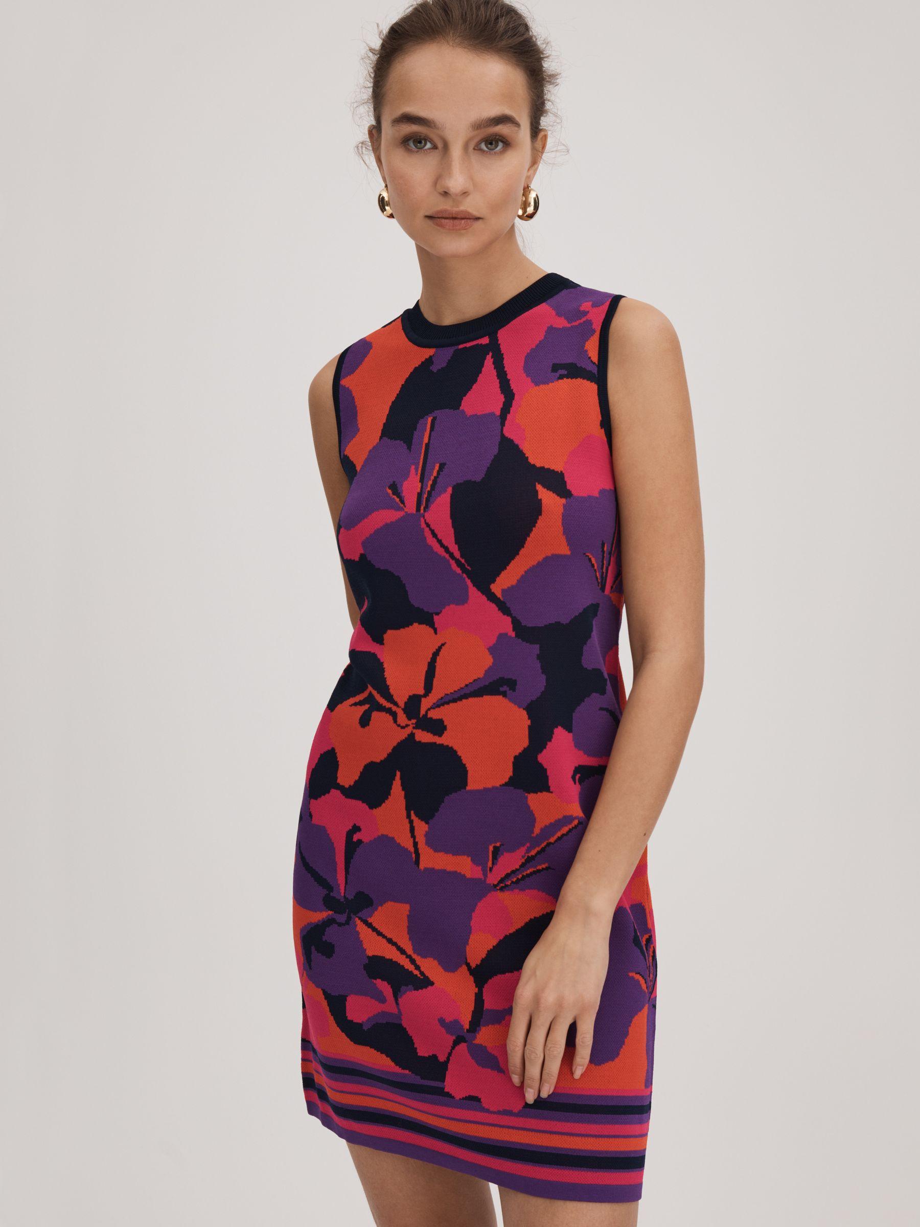 Florere Jacquard Mini Dress in Pink/Orange Product Image