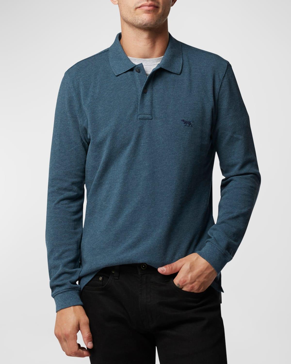 Mens Long-Sleeve Pique Polo Shirt Product Image