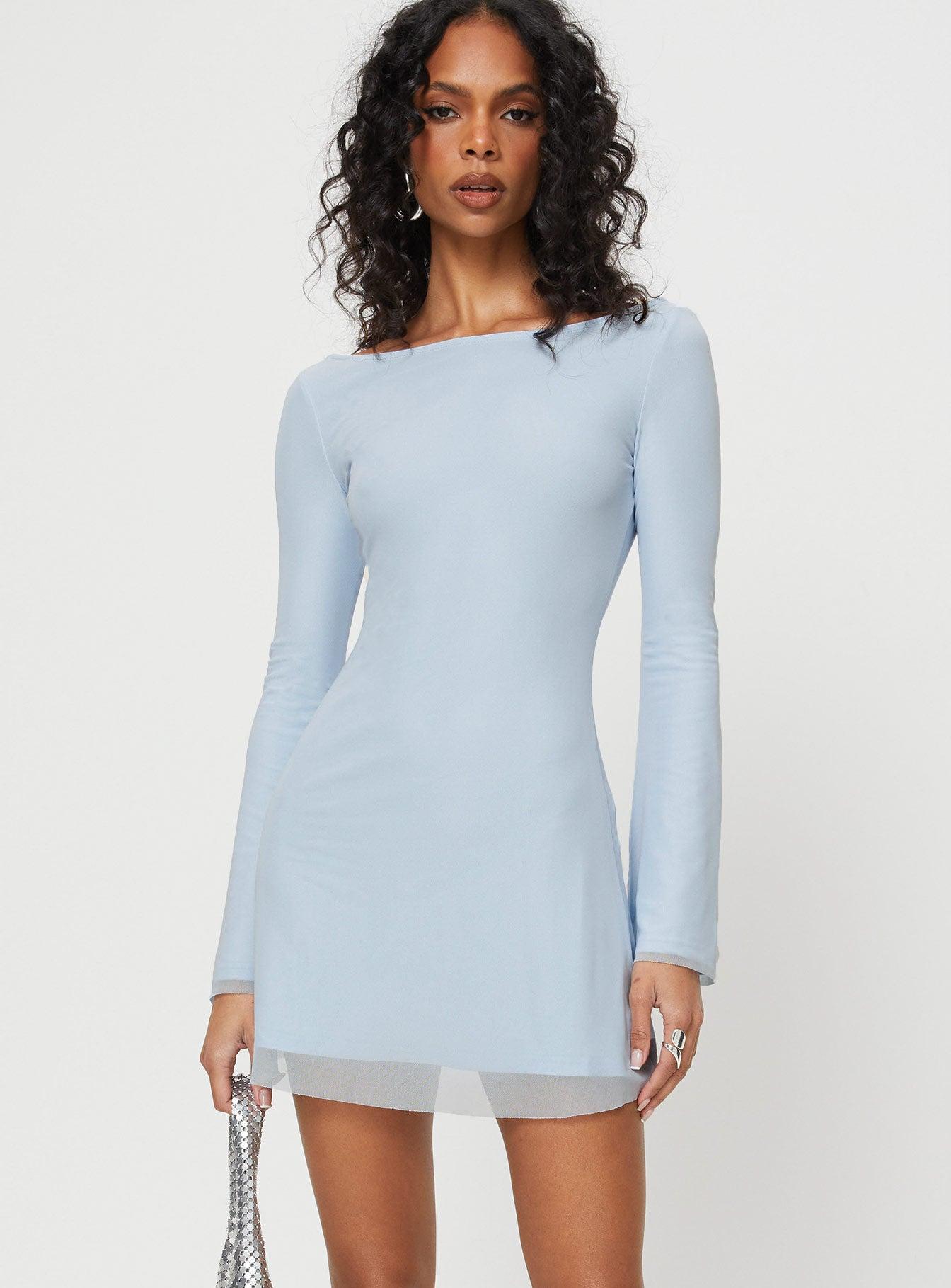 Lukea Long Sleeve Mini Dress Blue Product Image
