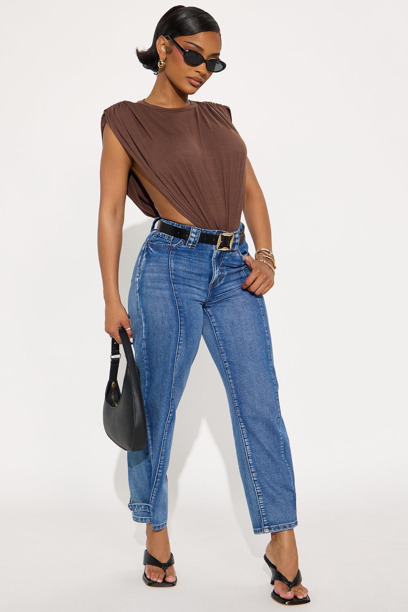 Open Concept Ruched Sleeveless Bodysuit - Chocolate Female Product Image