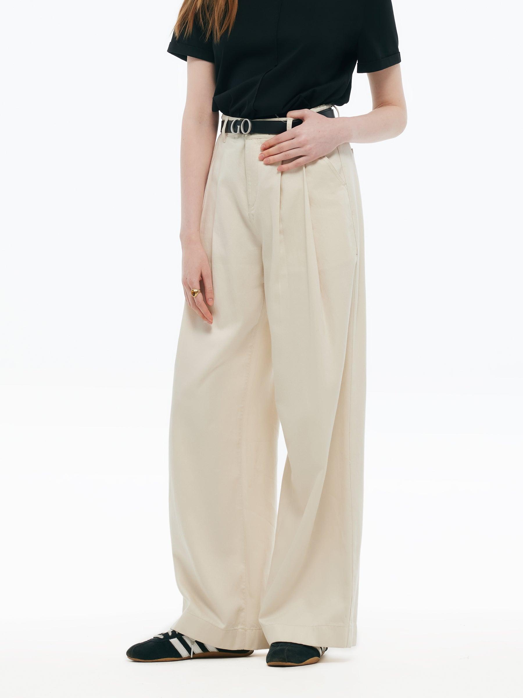 Tencel Blend Adjustable Waist Women Wide Leg Jeans Product Image