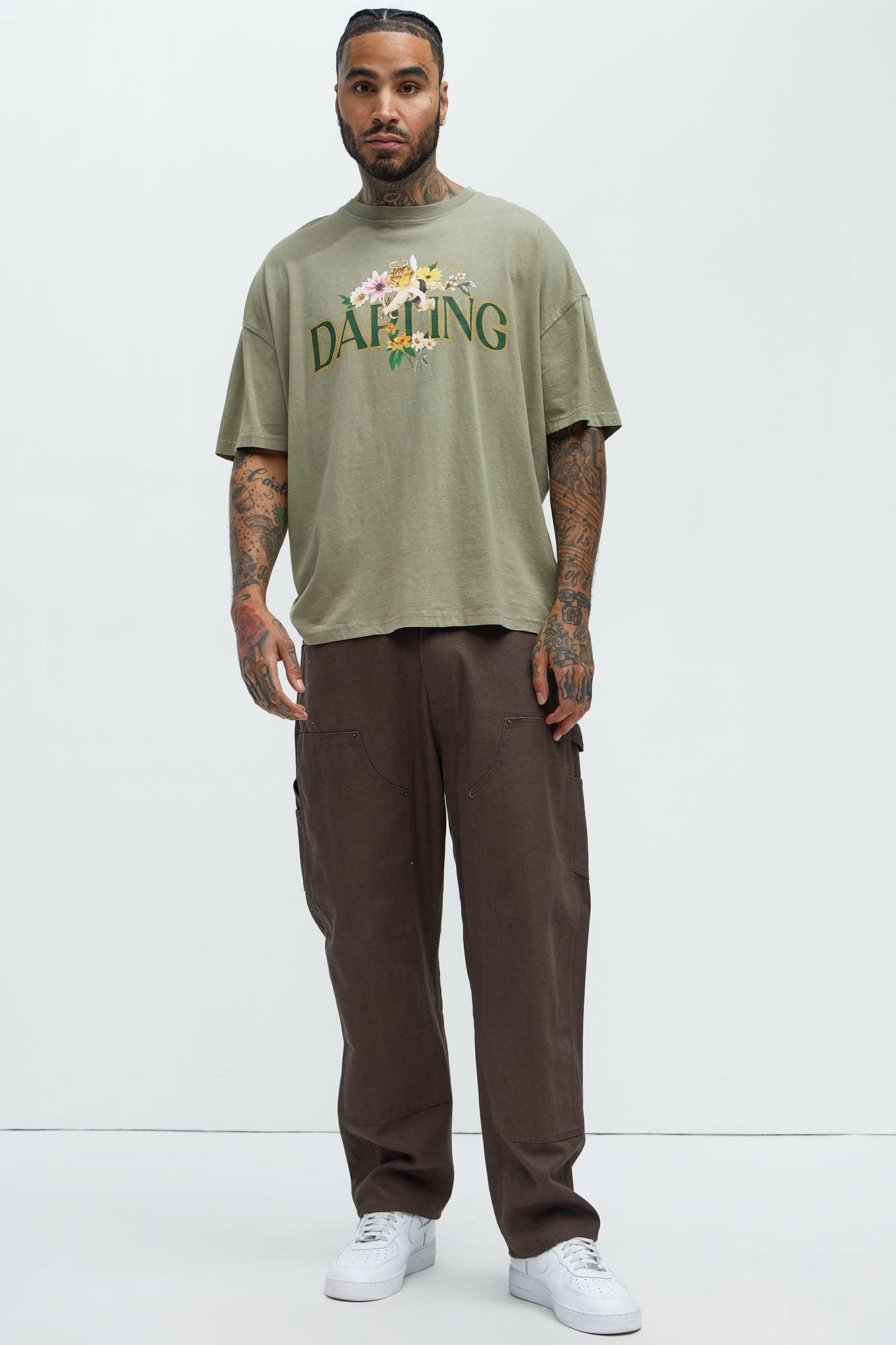 Darling Your Flowers Oversized Short Sleeve Tee - Olive Product Image