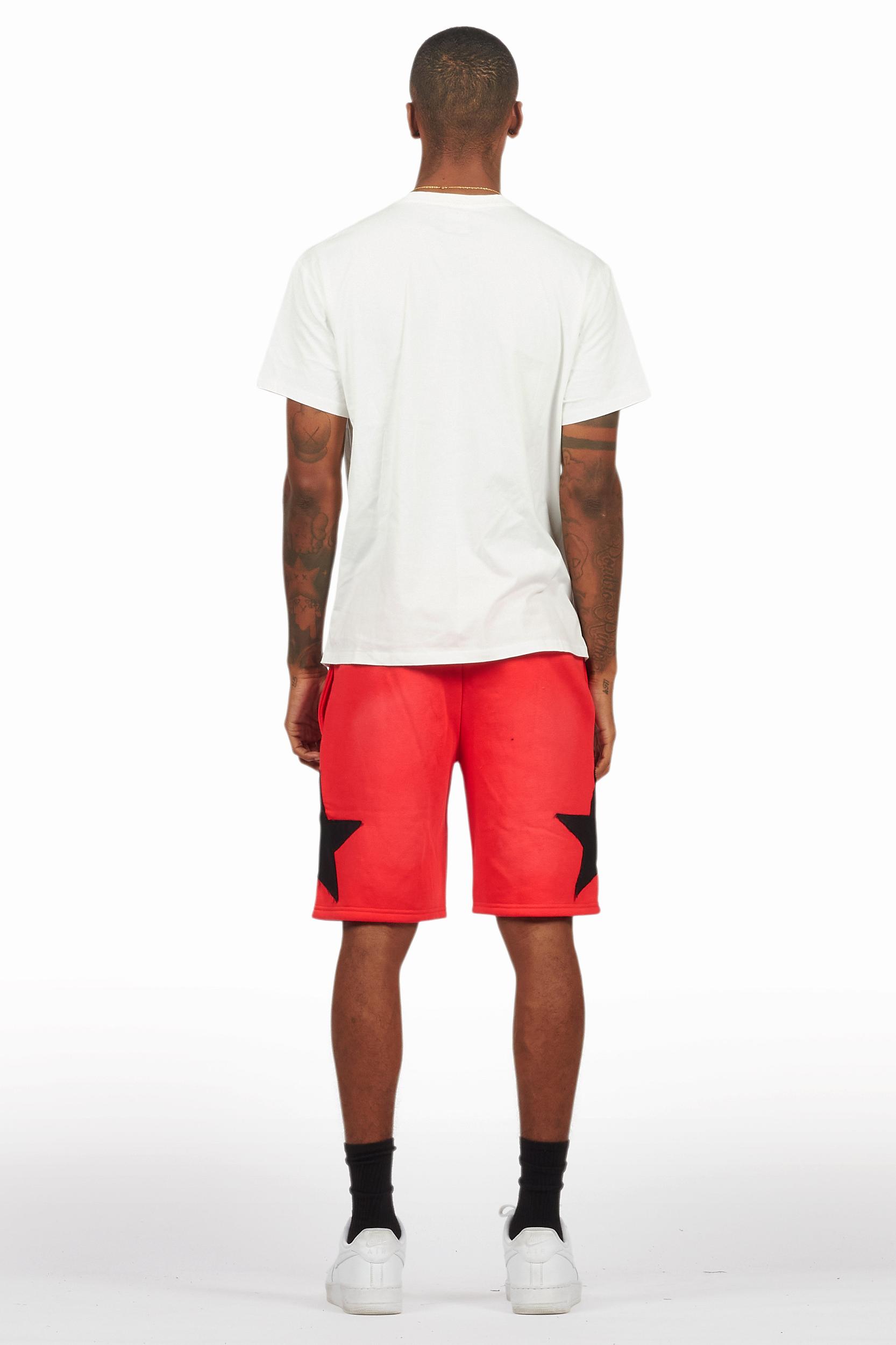 Sarge White/Red T-Shirt/Short Set Male Product Image