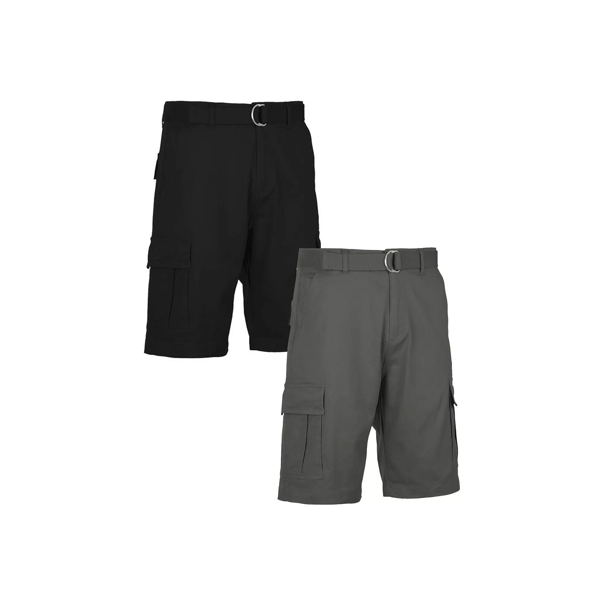 Men's Blu Rock 11.5" Men's Slim Fit Stretch Belted Cargo Shorts 2-Pack,  Product Image