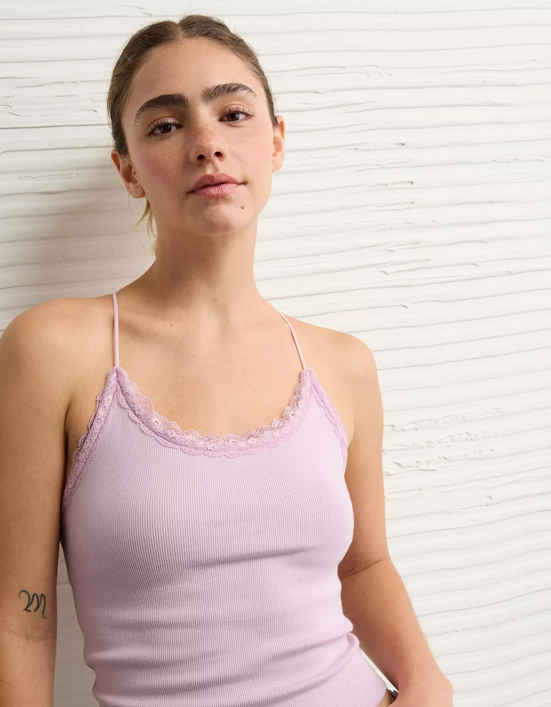 AE Strappy Go Lucky Cropped Lace Tank Top Product Image