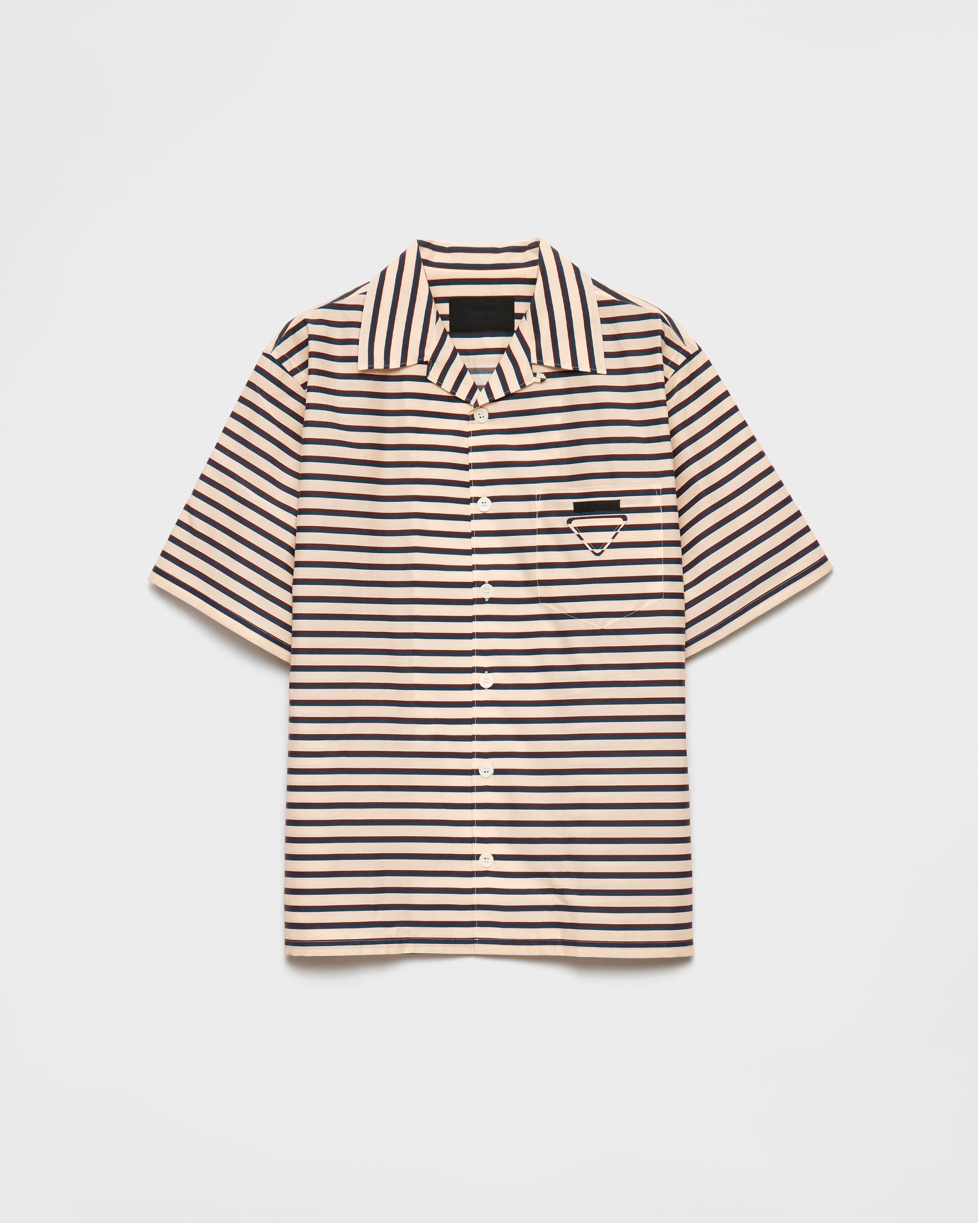 Striped cotton and silk bowling shirt Product Image