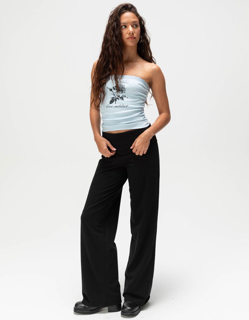 FULL TILT Rose Lace Trim Womens Tube Top - LIGHT BLUE Product Image