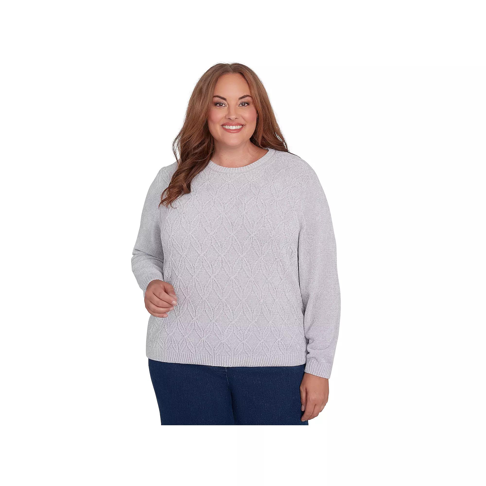 Plus Size Alfred Dunner Classic Chenille Pullover Sweater, Women's, Size: 1XL, Ivory Product Image