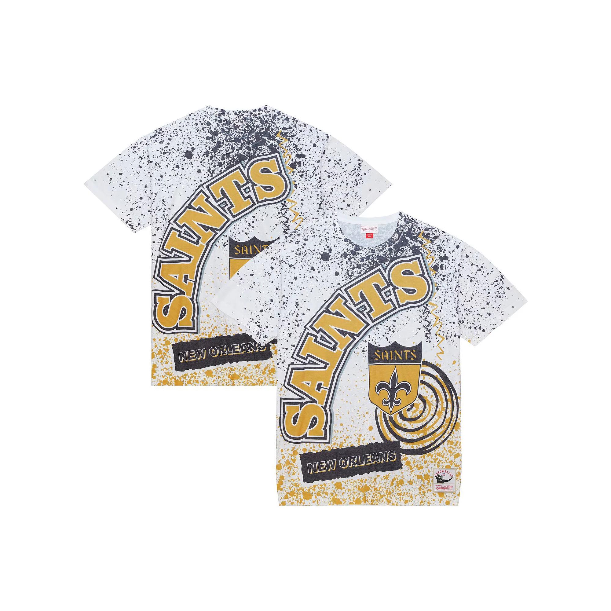 Men's Mitchell & Ness White New Orleans Saints Team Burst Sublimated T-Shirt, Size: XL Product Image