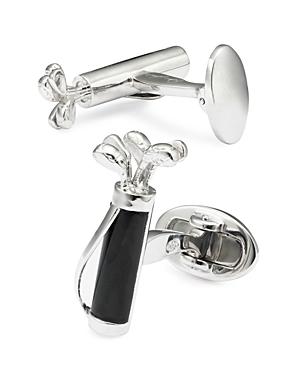 Mens Golf Bag Rhodium-Plated Onyx Cufflinks Product Image
