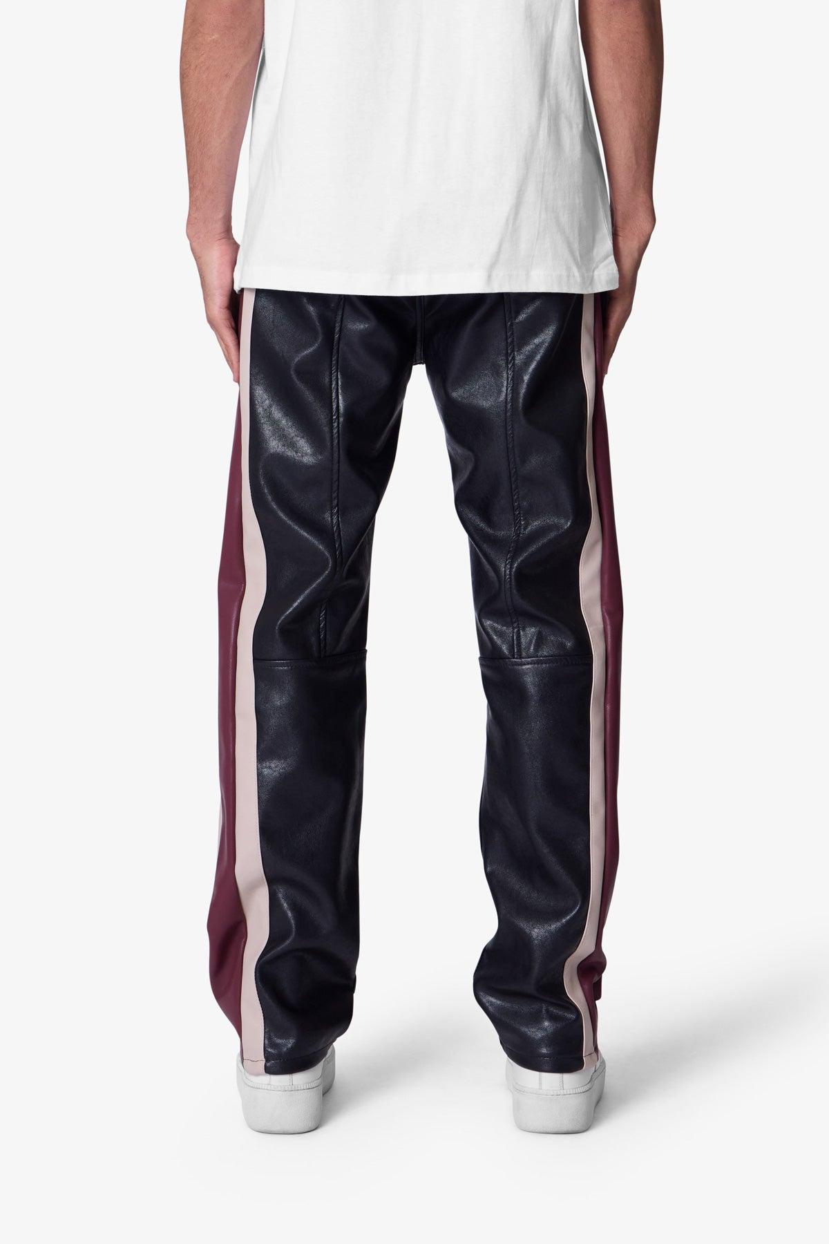 Leather Striped Pants - Black Product Image