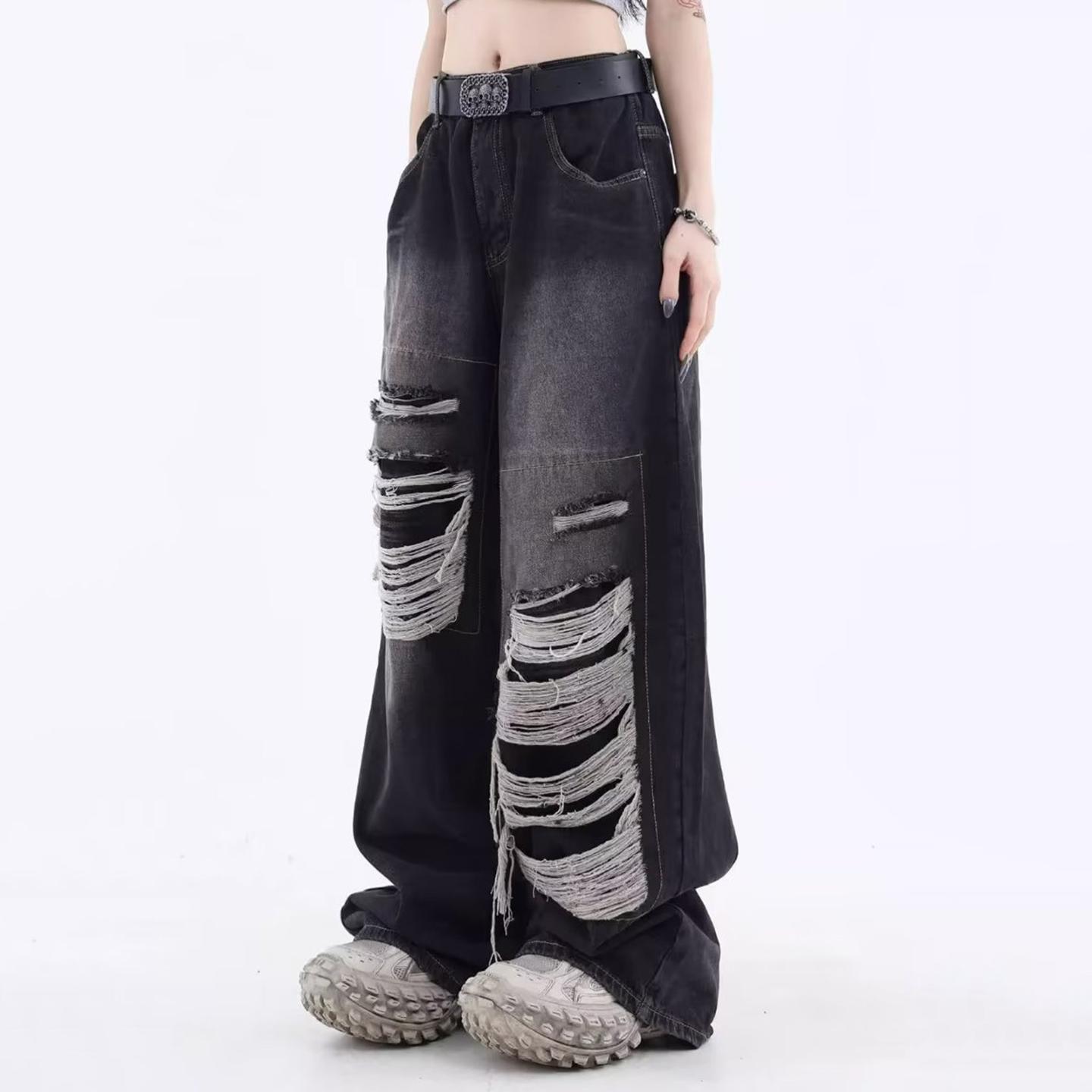 Sopula Unisex Men's Vintage High Street Ripped Baggy Jeans Product Image