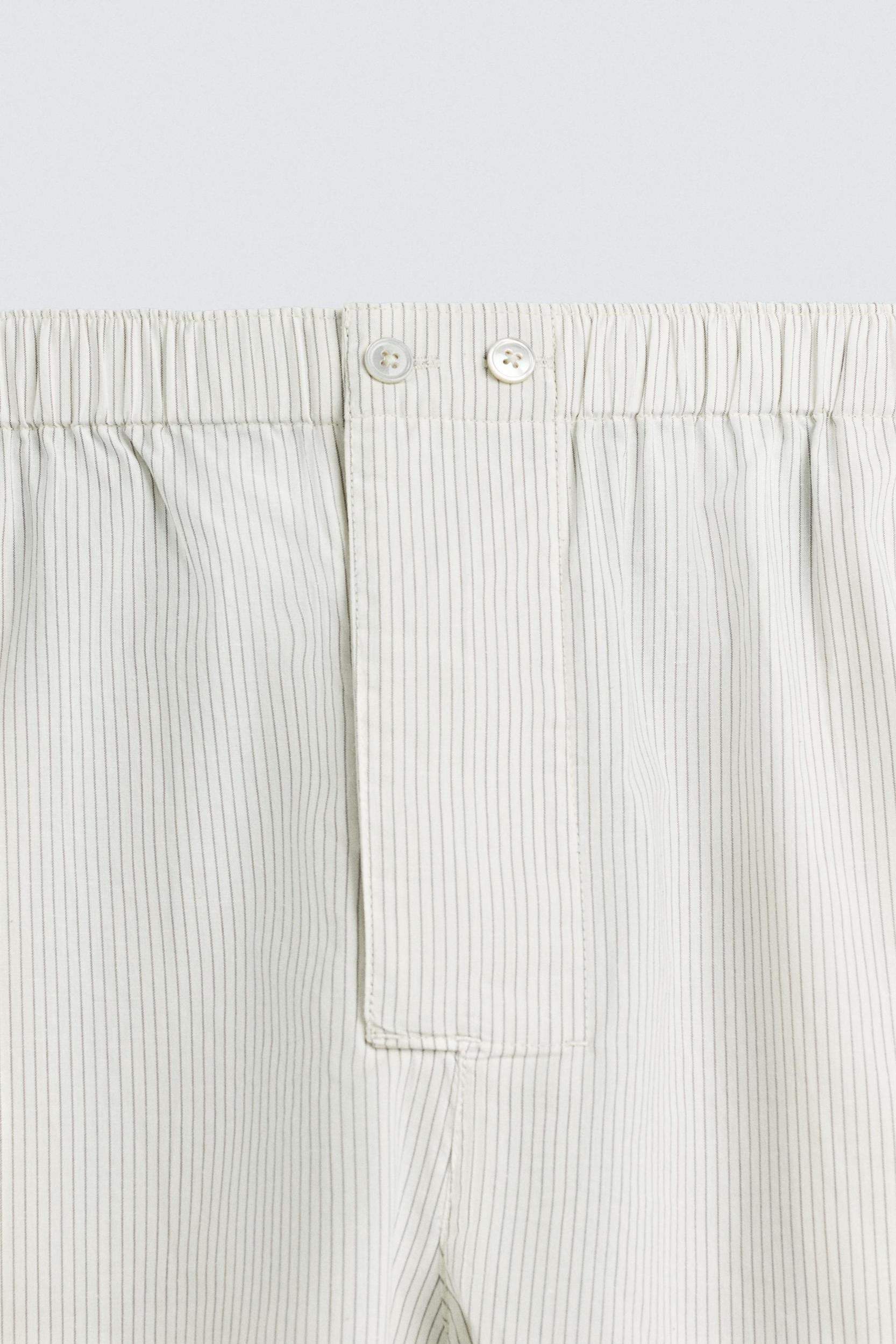 STRIPED COTTON-HEMP BERMUDA SHORTS Product Image