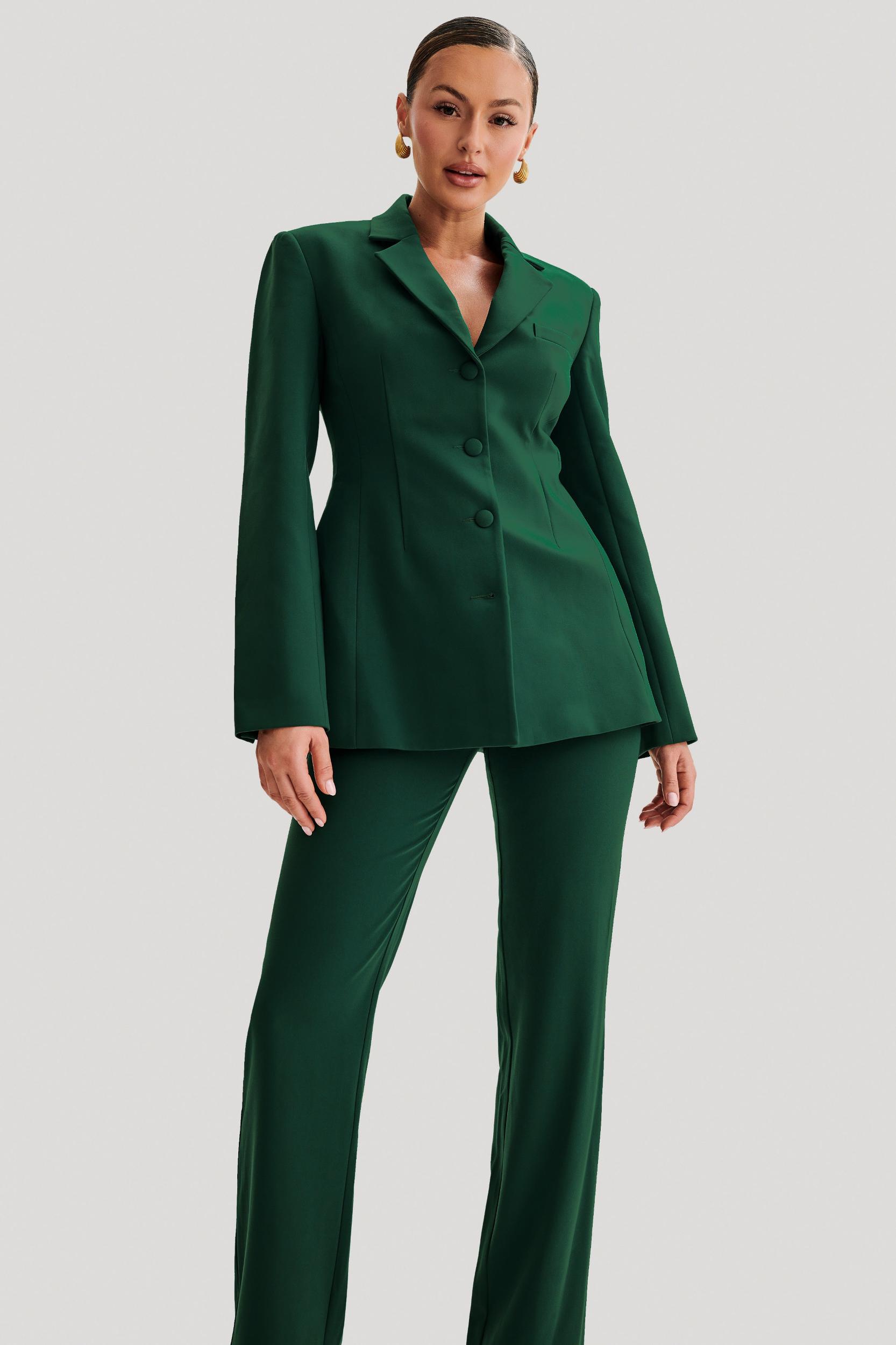 Greer Hourglass Suiting Blazer - Forest Green Product Image