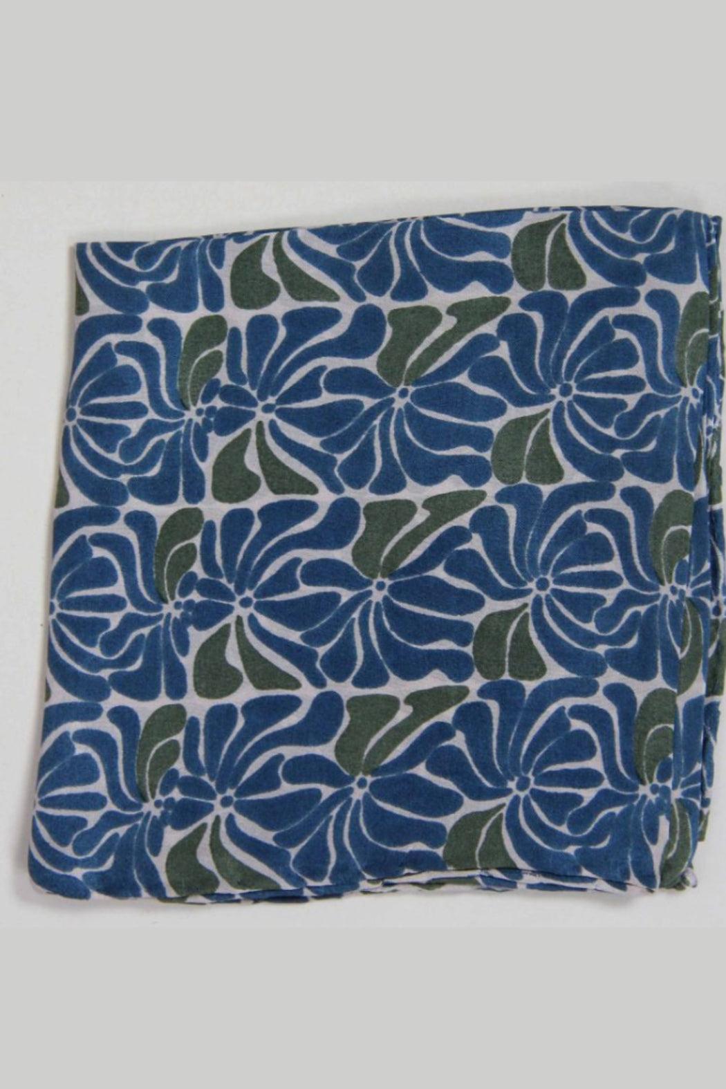 100% Silk Square Scarf/Mini Plumeria Marine Navy Product Image