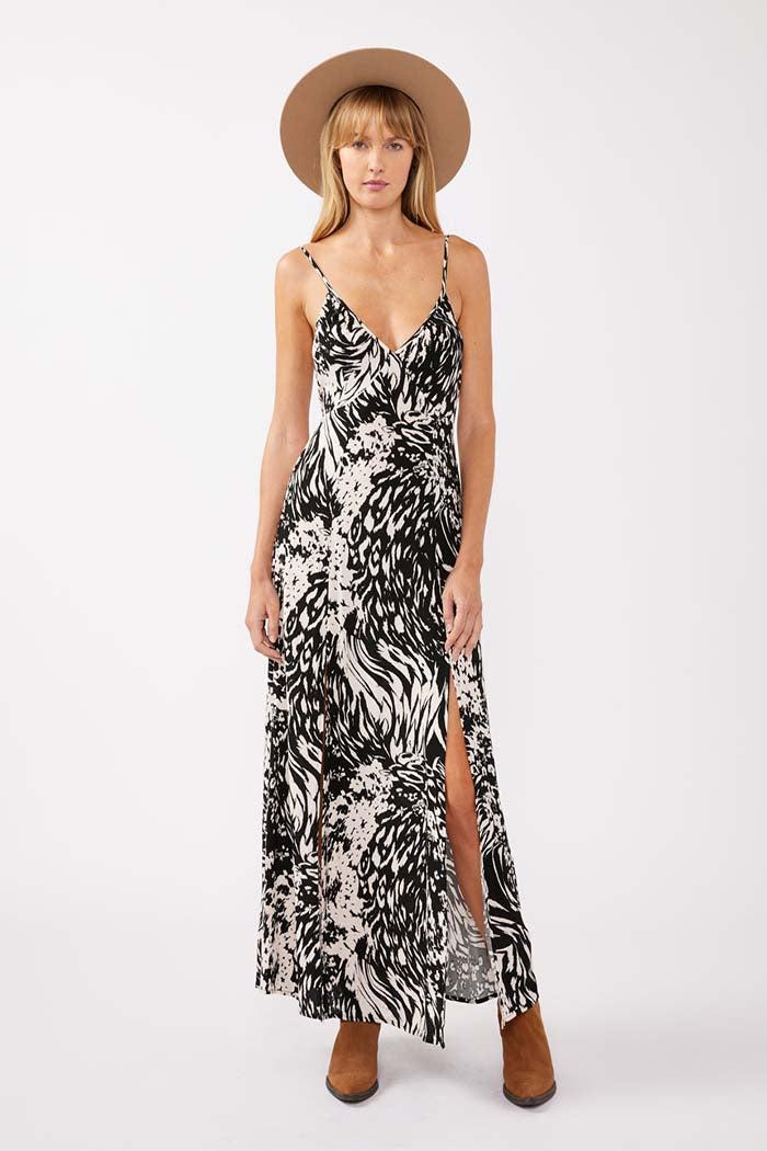 Rayon Spaghetti Strap Tie Back Maxi Dress Product Image