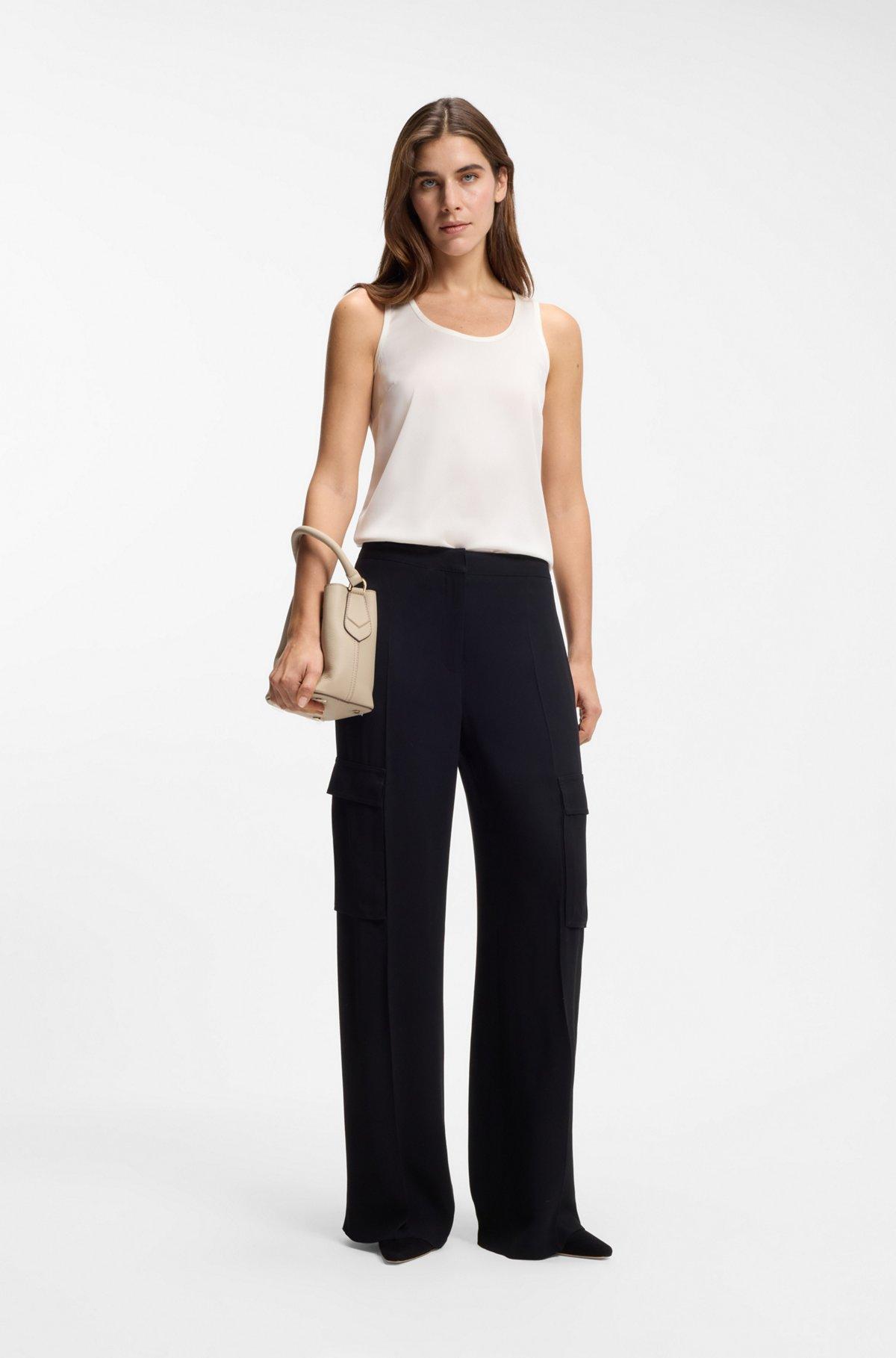 Sleeveless top in stretch silk Product Image