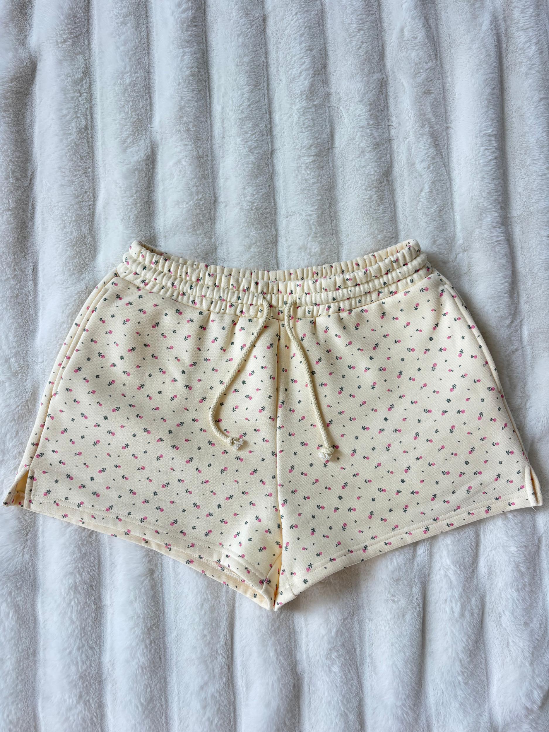 Blank Toasted Cream Roses Shorts Product Image