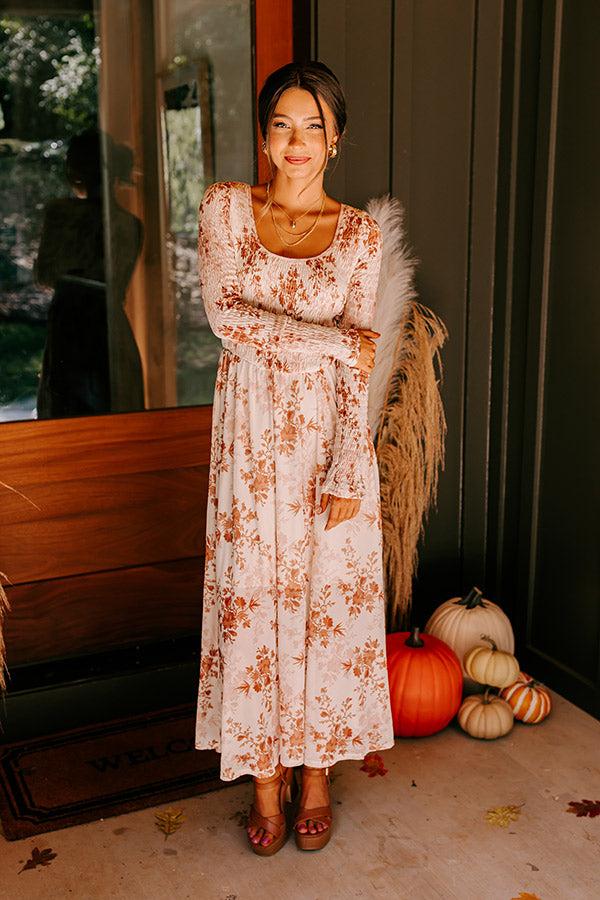 Falling In Love Mesh Floral Midi in Cream Product Image