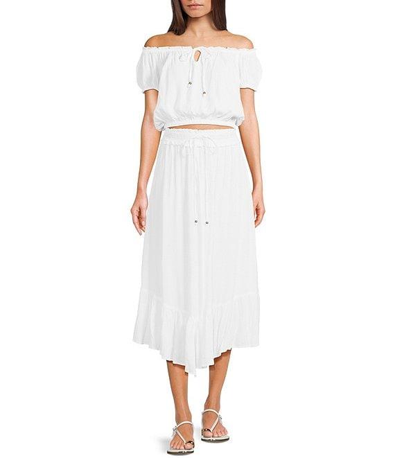 Angie Coordinating Ruffle High-Low Hem Maxi Skirt Product Image