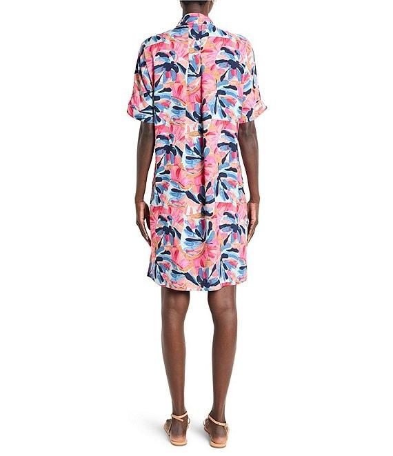 NIC + ZOE Devon Firework Foliage Polished Collar Neck Elbow Sleeve Dress Product Image