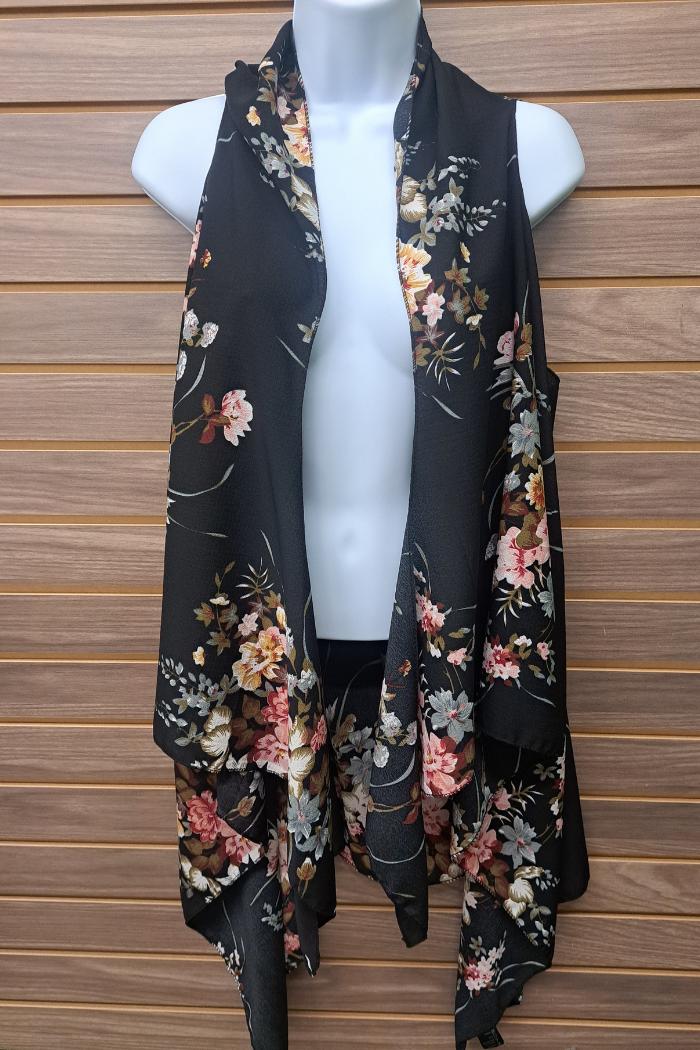 Long flowy floral open vest Product Image