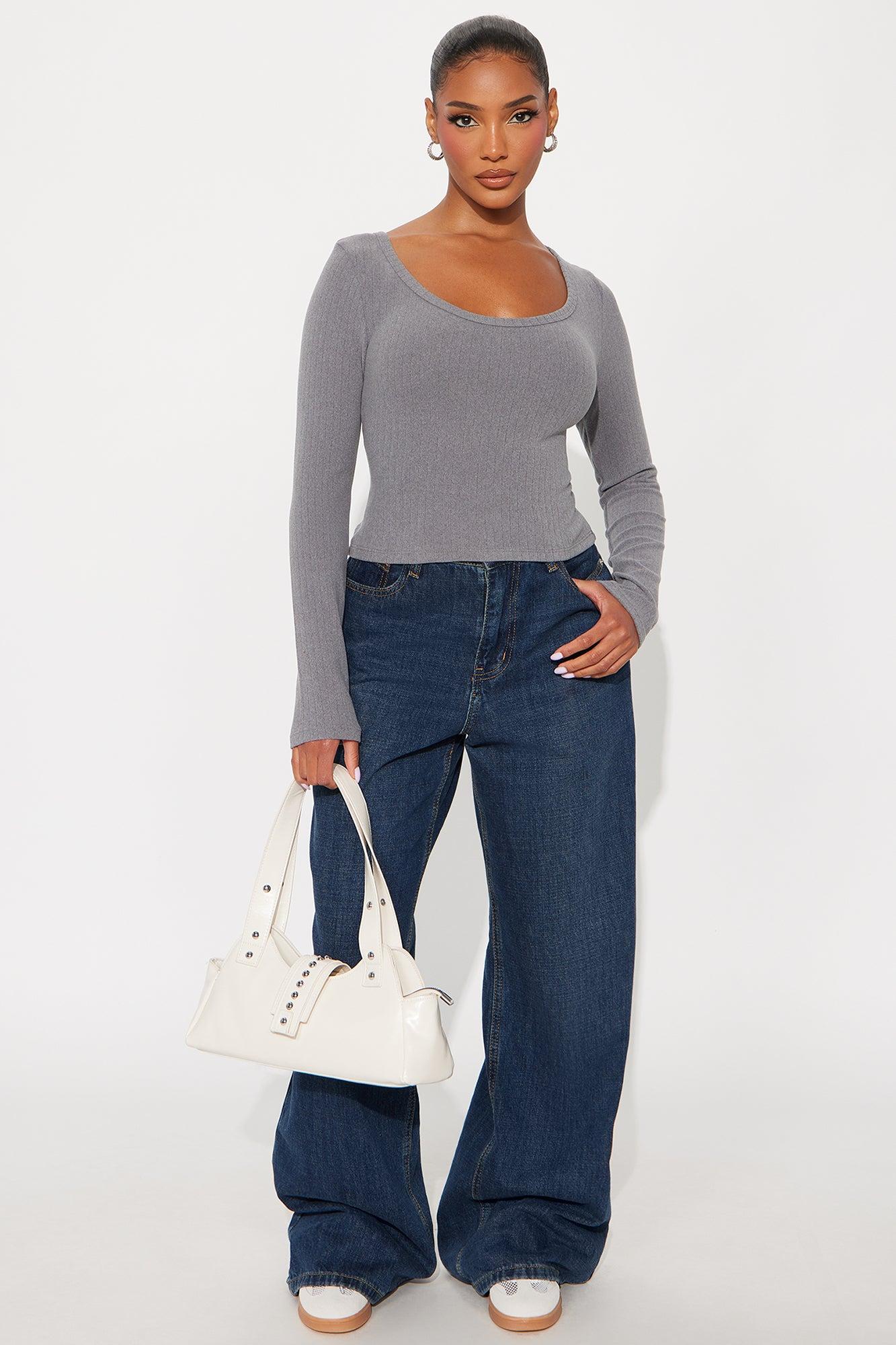 Taylor Scoop Neck Long Sleeve Top - Heather Grey Female Product Image
