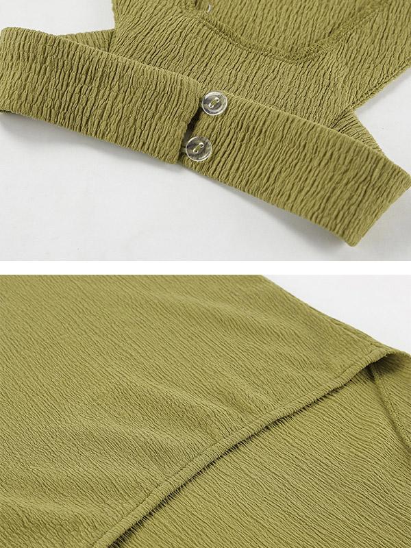 Solid Color Pleated Sleeveless Asymmetric High Neck Vest + Wide Leg Pants Two Pieces Set Product Image