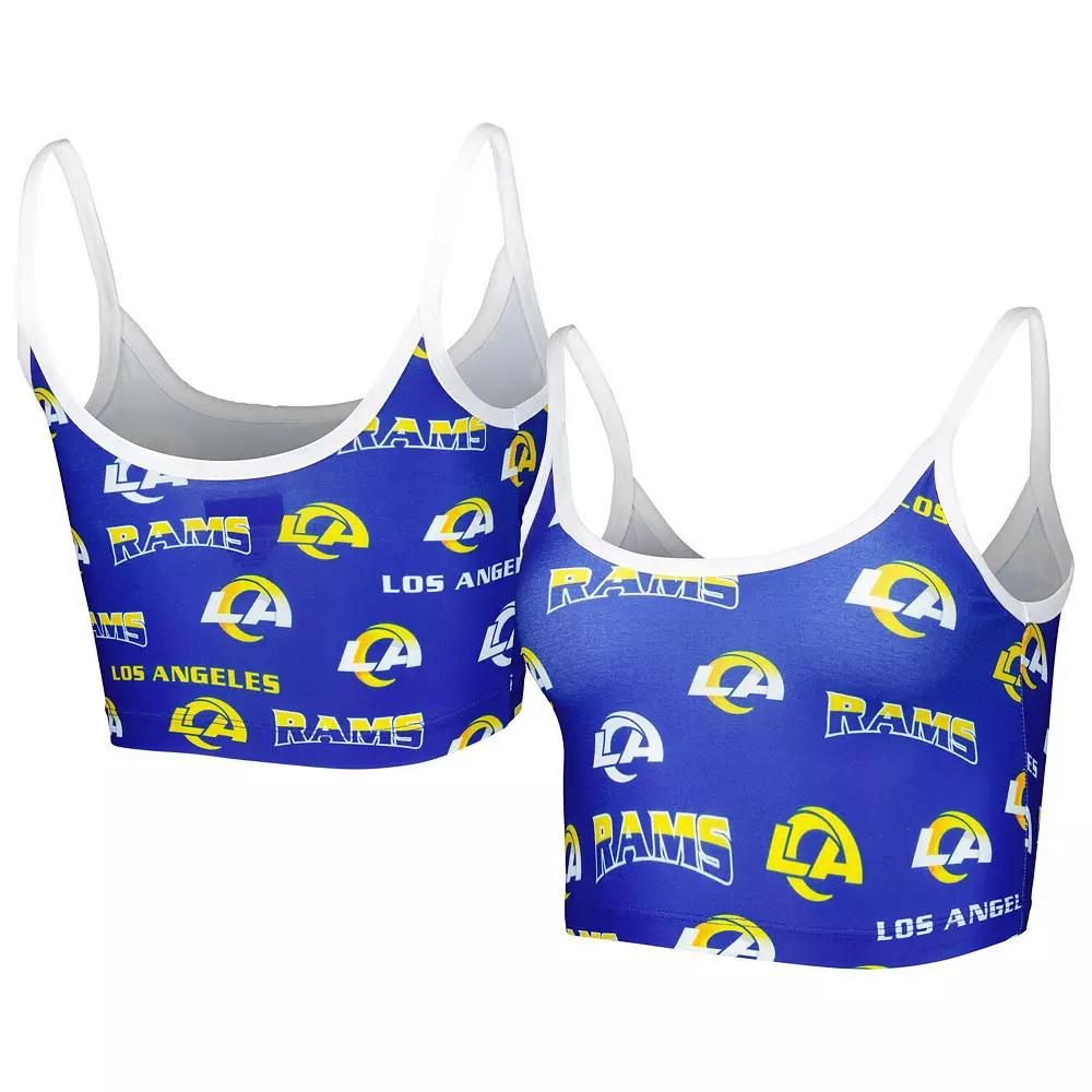 Women's Concepts Sport Royal/White Los Angeles Rams Breakthrough Allover Knit Sports Bra,  Product Image