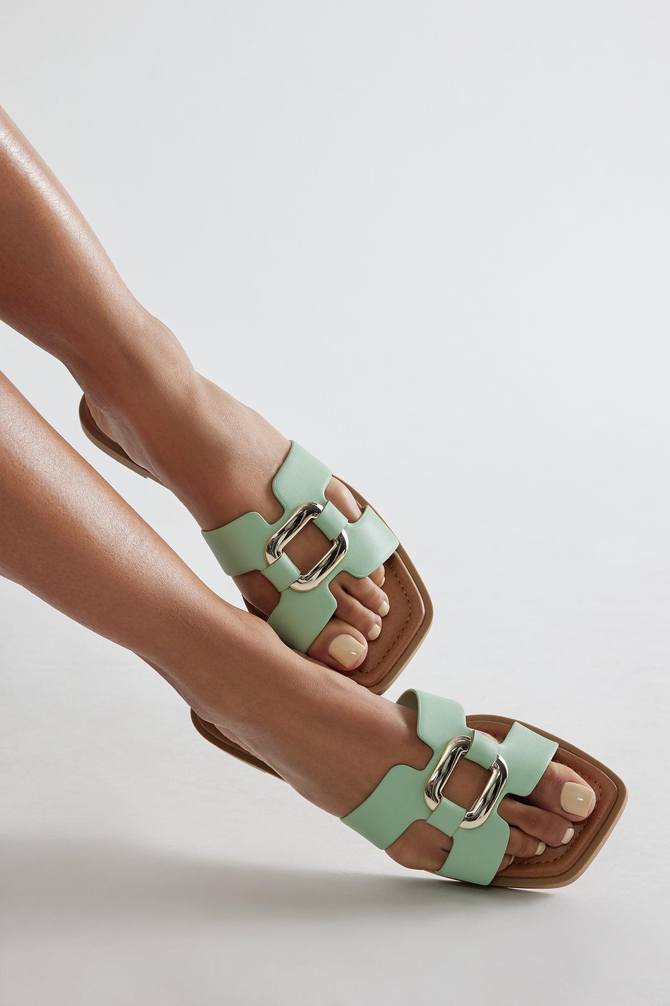 Jeanine Flat Sandals - Mint Product Image