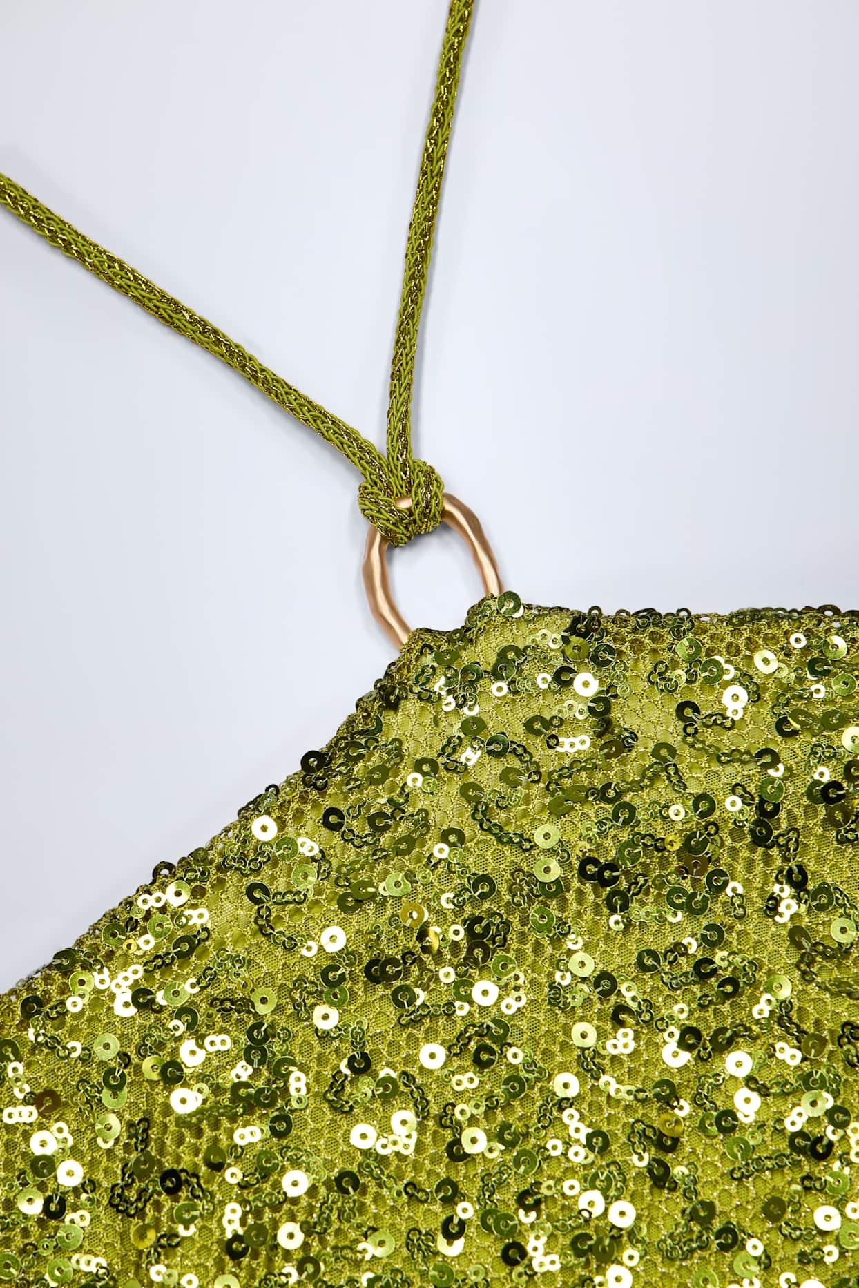 Embellished Hardware-Detail Strappy Maxi Skirt in Olive Green Product Image
