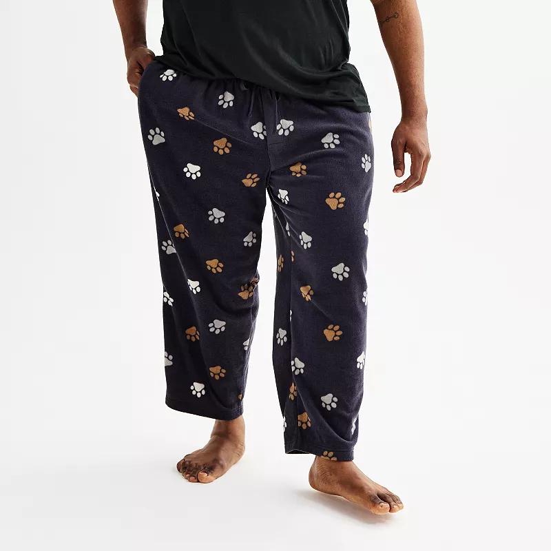 Big & Tall Sonoma Goods For Life® Microfleece Pajama Pants, Men's, Size: 3XL Tall, Dog Paw Blue Product Image