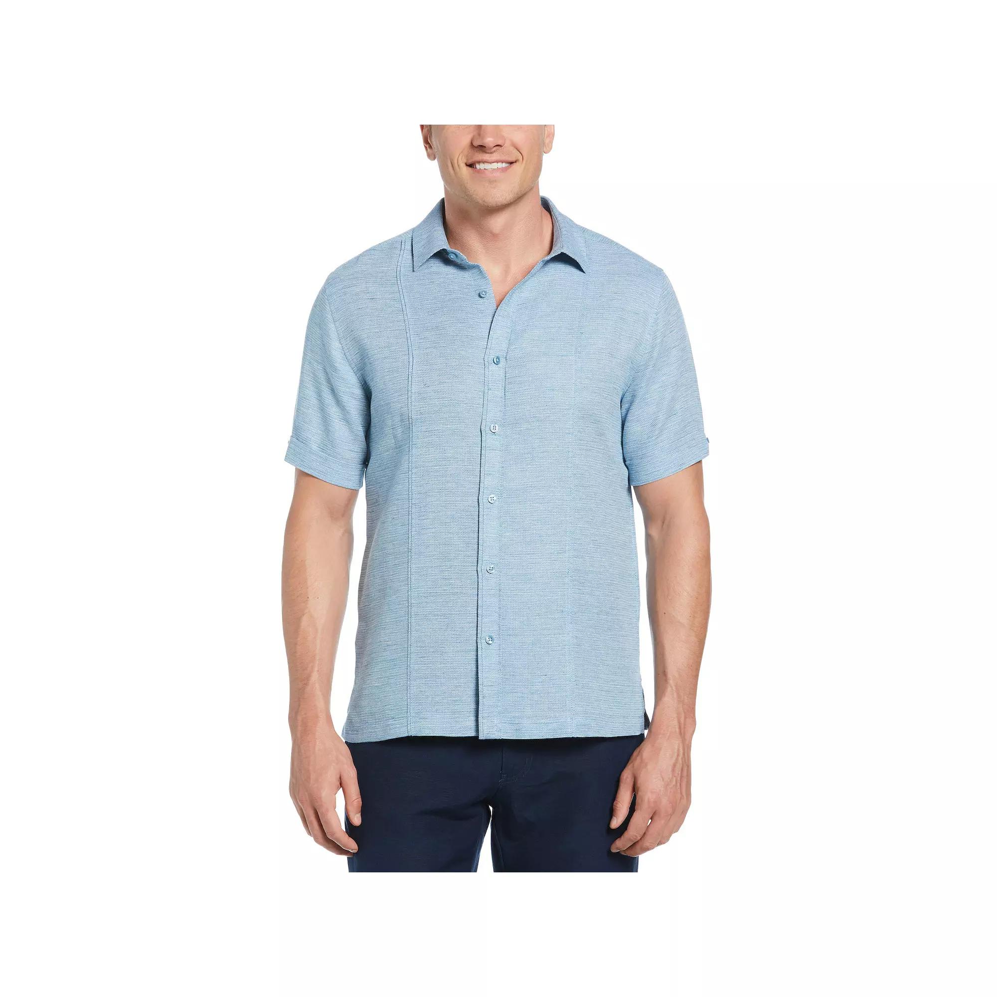 Men's Cubavera Tuck Panel Dobby Short Sleeve Button-Down Shirt,  Product Image